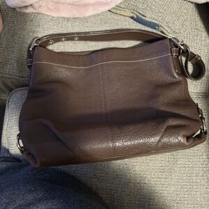 Coach Brown Pebbled Leather Shoulder Bag